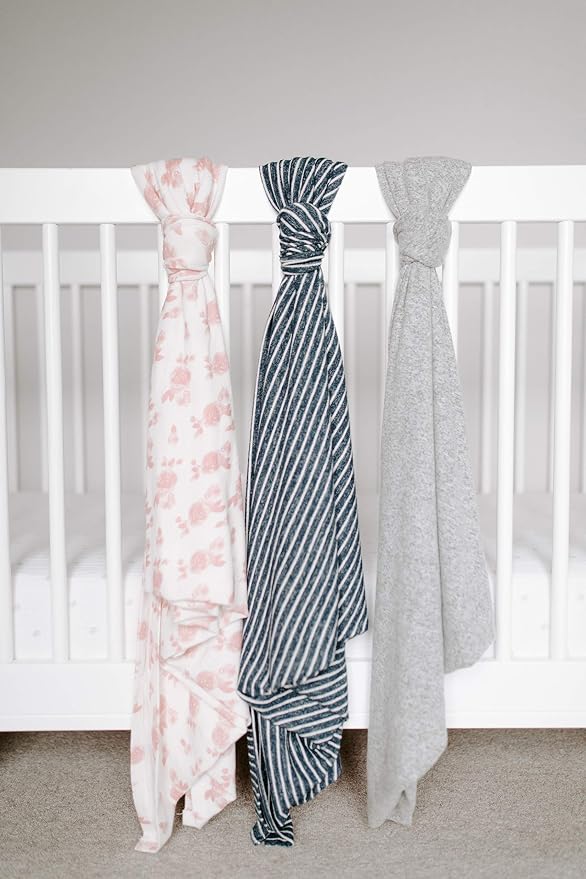 aden + anais Snuggle Knit Baby Swaddle Blanket for Newborn Girl and Boy, Versatile Stroller Cover, Burp Cloth, Nursing Shield, 47 x 47 Inch, Rosettes