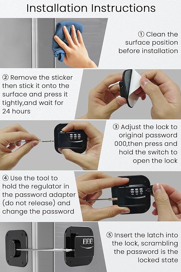 2 Pack Refrigerator Lock, Upgraded Child Safety Fridge Lock for Refrigerator, Cabinets and Drawers, Easy Install No Keys Needed