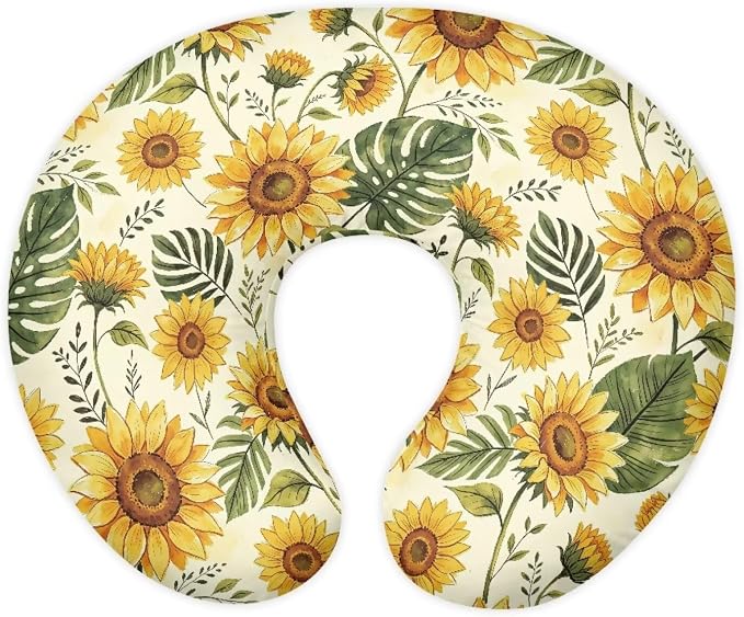 Sunflower Nursing Pillow Cover for Baby Boys Girls, Breastfeeding Pillow Slipcover Cushion Cover, Soft Fabric Fits Snug On Infant, Fits for Nursing Pillow Newborn