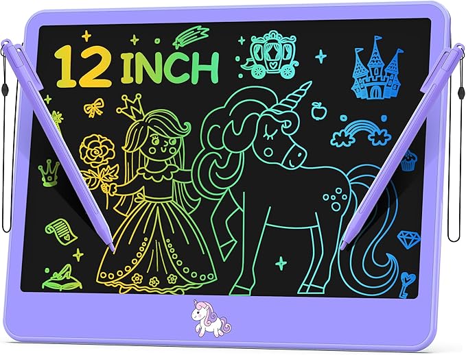 Hockvill LCD Writing Tablet for Kids 12 Inch, Kids Learning Toys Drawing Pad for Girls Boys, Unicorn Doodle Board for Toddlers 3 4 5 6 7 8 Year Old Travel Essentials, Christmas Brithday Gifts for Kids