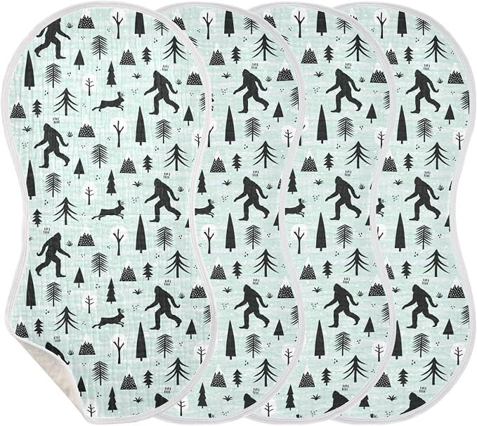 Muslin Burp Cloths for Baby Boys and Girls - 1-Pack Ultra Absorbent Bigfoot Sasquatch Muslin Washcloths, Newborn Towel, Milk Spit Up Rags, Burp Cloth Bib for Unisex, 22 x 11 Inch