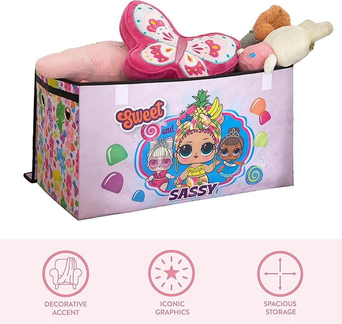 LOL Surprise Collapsible Children?™s Storage Trunk - Durable with Soft Lid, 28.5"x14.5"x16", Fun and Spacious Organizer for Kids