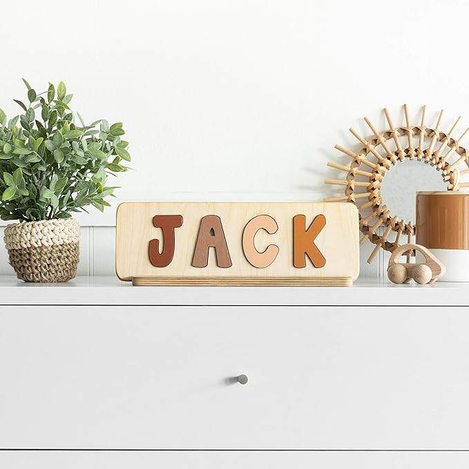 Personalized Wooden Name Puzzle for Kids, Handmade in USA by Bloom Owl, Custom Baby Gifts for Boys and Girls Easter or First Birthday, Montessori Toys for Toddlers 1-3, Baby Puzzle