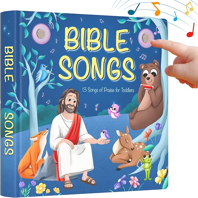 LEARNING BUGS Christian Bible Songs ??13 Songs of Praise for Little Ones, Musical Books for Toddlers, 28-Button Music Book, Musical Toys for Toddlers 1-3