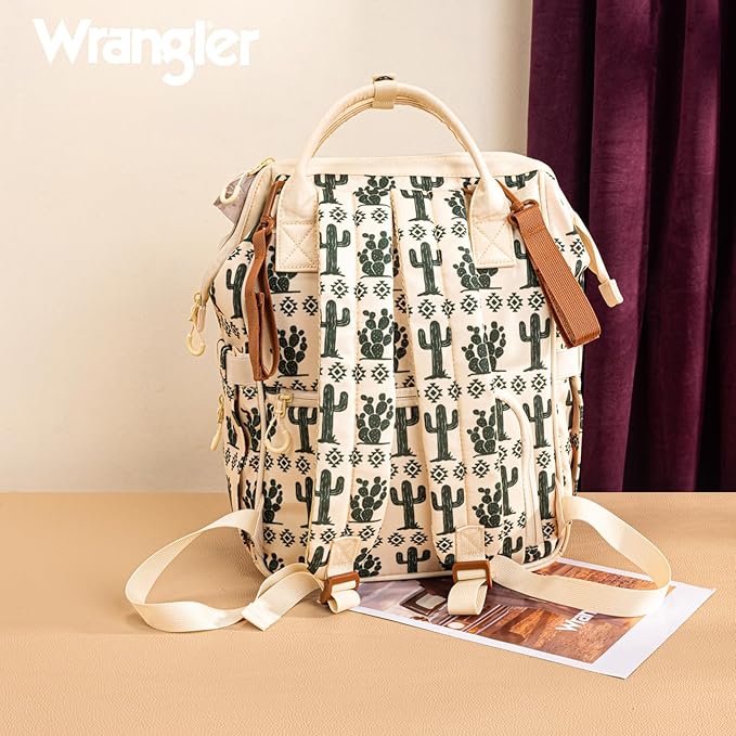 Montana West Wrangler Diaper Bag Backpack Aztec Travel Backpack Purses Western Multi-Function Baby Bags for Mom with Waterproof Insulated Pockets