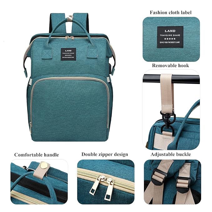 ANWTOTU Baby Diaper Bags with Changing Station,Waterproof Diaper Bag Backpack for Moms Dads with USB Charging Port,Large Capacity Multifunctional Baby Essentials(Green)
