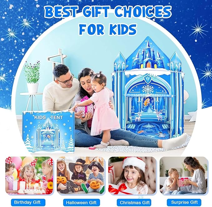 Mnagant Princess Play Tent,Kids Toys for Girls,Ice Castle Kids Tent Indoor and Outdoor, Large Imaginative Playhouse 51" X 40" with Carrying Bag for 3-12 Years Old Girls Gift
