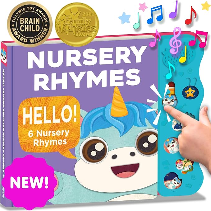 Astro Learns English Nursery Rhymes — Musical Toys & Interactive Sound Board Books for Toddlers 1-3, Singing & Nursery Rhymes for Babies, Educational Talking Musical Toy, Sing Along Songs