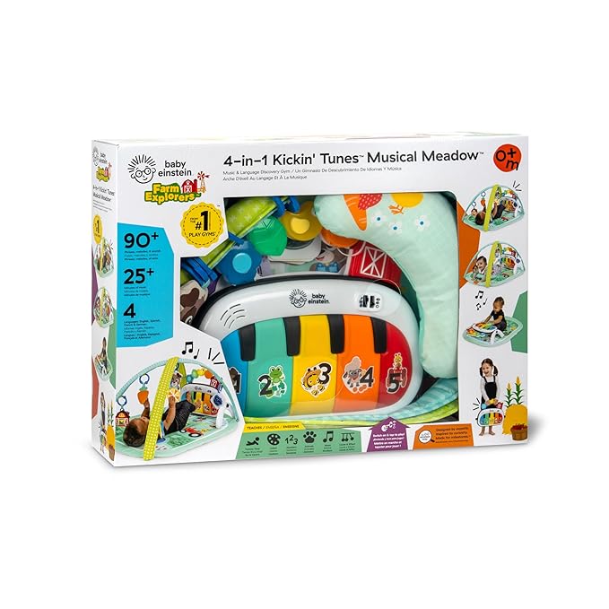 Baby Einstein Farm Explorers 4-in-1 Kickin??Tunes Musical Meadow Music & Language Discovery Gym, Ages 0 Months and Up