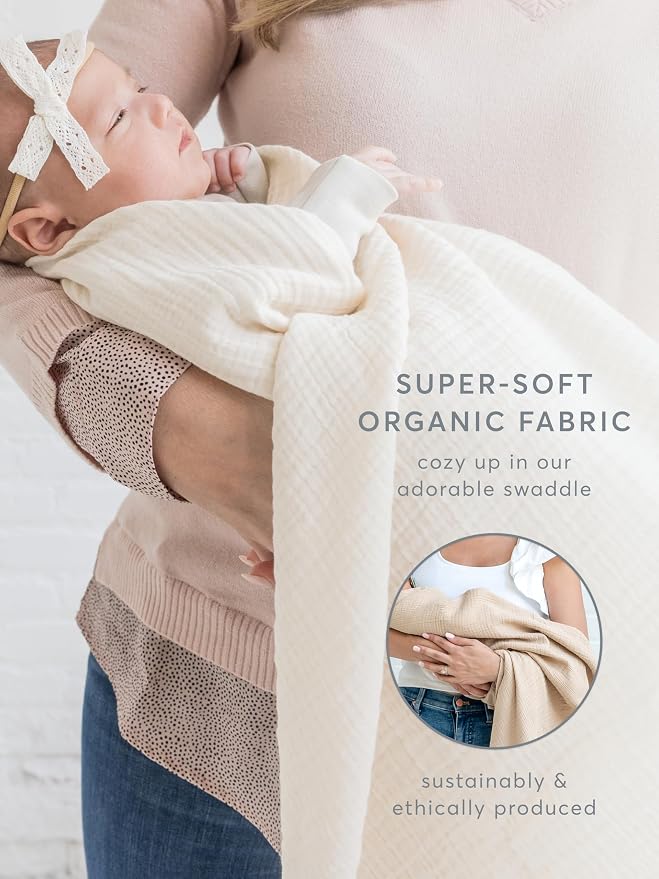 Colored Organics Baby Organic Cotton Swaddle - Infant Receiving Blanket - Punch Waffle
