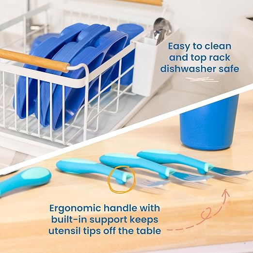 ECR4Kids My First Meal Pal Combo Set, Children's Tableware, Blue, 15-Piece (Pack of 4)