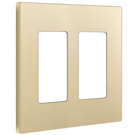 ENERLITES Elite Series Screwless Decorator Wall Plate Child Safe Outlet Cover, Gloss Finish, Size 2-Gang 4.68" H x 4.73" L, Unbreakable Polycarbonate Thermoplastic, SI8832-GD, Gold