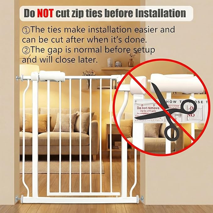Extra Wide Baby Gate - 62-67 Inch Tension Mounted Safety Child & Pet Gate - White Metal - Walk Through - Long - for House Doorways & Stairs