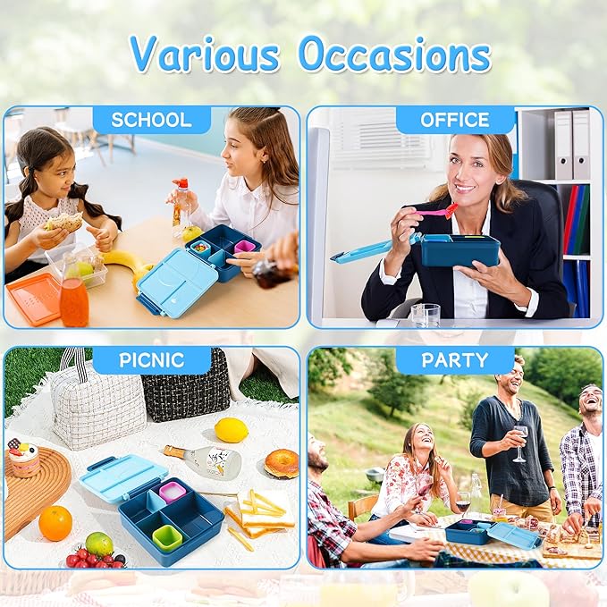 Ecurfu Silicone Dips Containers, 2x 4 oz Salad Dressing Container To Go, Condiment Container with Lids, Compatible with Most Bento Lunch Box (Blue/Green)