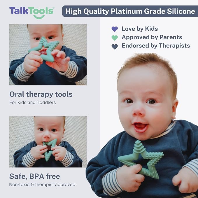 TalkTools Sensory Teeny Teether Star - Alternative to Thumb Sucking and Pacifiers, Enhances Oral Motor Awareness, Perfect for Children with Sensory Needs, Oral Development Aids (Sage)