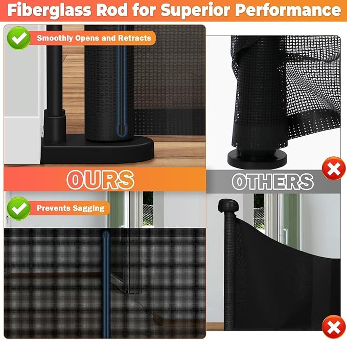 275" Retractable Baby Gates Dog Gate - 23ft Extra Wide Expandable Child Safety Gate,49" Tall Toddler Pet Mesh Gate with Reinforced Strips for Doorways,Stairs,Hallways,Outdoor & Indoor Large Openings