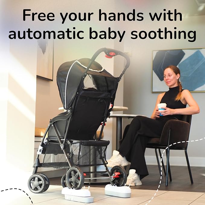 Automatic Stroller Rocker Attachment – Infant Soother for Babies 0-12 Months – Rechargeable, Remote Control, Two Soothing Modes – Single-Wheel Lightweight Strollers Only