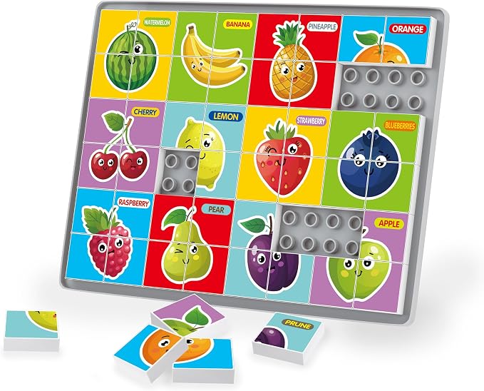 Puzzles Blocks for Toddlers 3 4 5 Year Old, Kids Learning Educational Montessori Toys Preschool Learning Puzzles for Toddlers 3-5 Toy Gift for Kids Boys Girls (Fruits)
