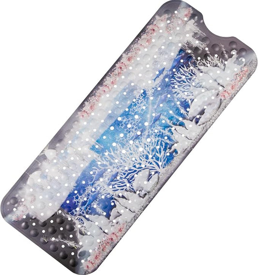 Baby Bathtub and Shower Mat, Non Slip with Suctions Cups and Drain Holes, Machine Washable, Bath Mat for Tub for Kids, 39.5 x15.7 Inch, Shell Print