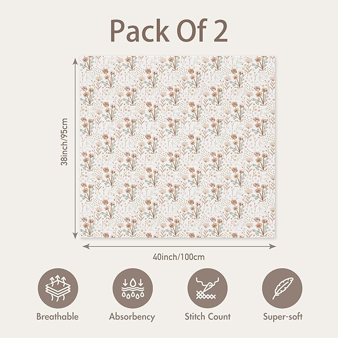 GLLQUEN BABY Muslin Swaddle Blankets,3-Pack Receiving Blankets for Newborn Boys and Girls,Baby Swaddle Blanket Unisex,Summer Baby Blanket,Baby Essentials, Registry & Gift, 40 x 38 inches