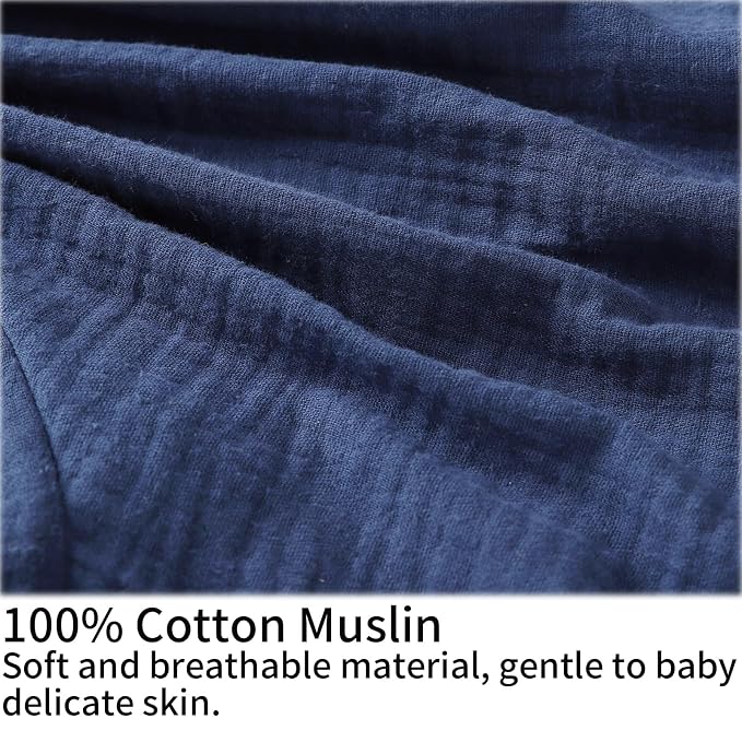 Onacosht Muslin Nursing Pillow Cover Soft 100% Cotton Feeding Pillow Slipcover Fits Standard Infant Nursing Pillow for Baby Boy and Girl, Navy Blue