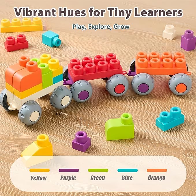 83 PCS STEM Soft Building Blocks Set for Toddlers 18 Months+, Large Construction Stacking Blocks with Storage Box, Educational Preschool Toy to Develop Creativity, Imagination and Fine Motor Skills