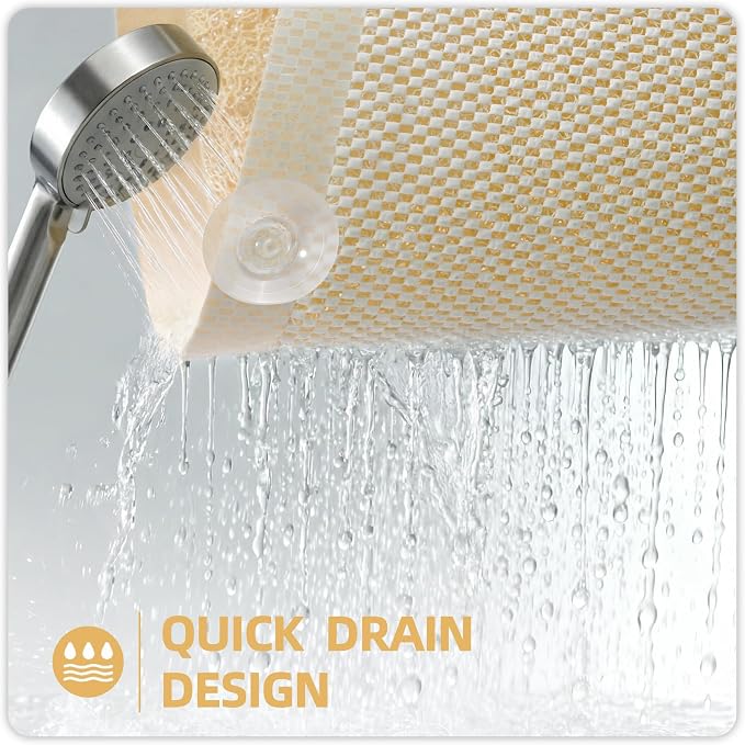 Upgraded Anti Slip Shower Mat for Inside Shower,Non Slip Bathtub Mat with Suction Cups,Shower Floor Mat,Scrubber Mats,Easy to Clean,Quick Dry,Easy Drainage,Loofah Bath Mat for Tub,Beige,16''x24''