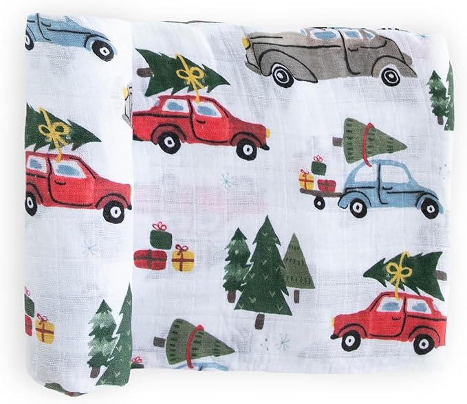 Little Unicorn Holiday Haul Cotton Muslin Swaddle Blanket | Single | 100% Cotton | Super Soft | Newborns and Infants | Large 47" x 47" | Machine Washable