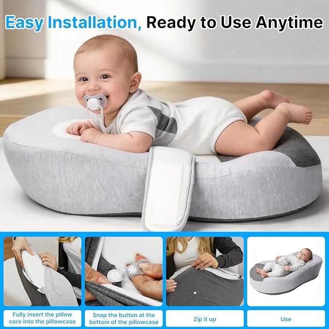 Reflux Pillow for Baby, Baby Feeding Support Wedge Pillow for Reducing Spit-Up, 2 Machine-Washable Pillowcases for Bottle Feeding