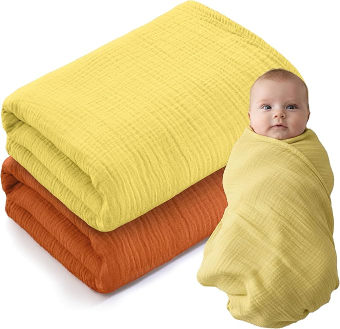 Muslin Swaddle Baby Blanket for Boys and Girls, 100% Cotton, Swaddles for Newborns, 47"x47", Soft Breathable Skin Friendly Warm ??Pack of 2