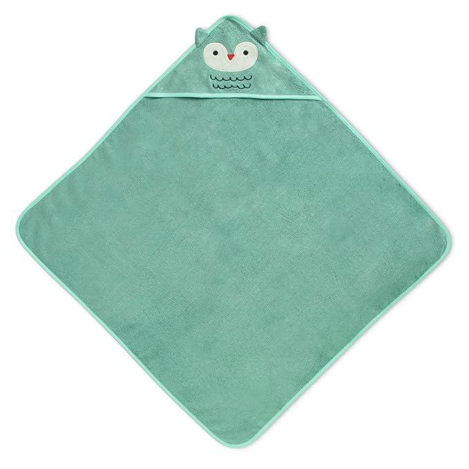 Delta Children Baby/Infant Hooded Bath Towel - Super Soft and Absorbent- Newborn Essential - Ideal Baby Registry/Shower Gift for Boys and Girls, Light Teal Owl