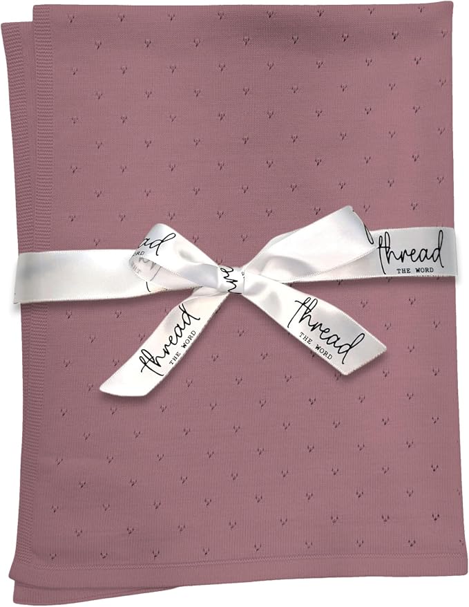 The Heirloom Blanket - 100% Organic Cotton Baby Blanket, American Made, 30x40in - Bassinet, Crib, Stroller - Gift Registry Baby Shower for Newborns and Kids (Mauve)
