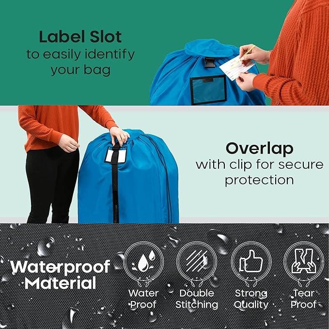 reperkid Large Stroller Bag for Airplane Travel, Blue, 47" H x 24" W x 15" D, Fits Most Large, Single, Double, Jogging Strollers ??Premium Waterproof Cover, Adjustable Shoulder Straps