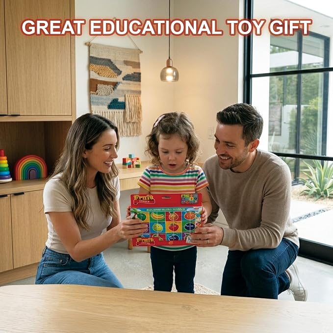 Puzzles Blocks for Toddlers 3 4 5 Year Old, Kids Learning Educational Montessori Toys Preschool Learning Puzzles for Toddlers 3-5 Toy Gift for Kids Boys Girls (Fruits)