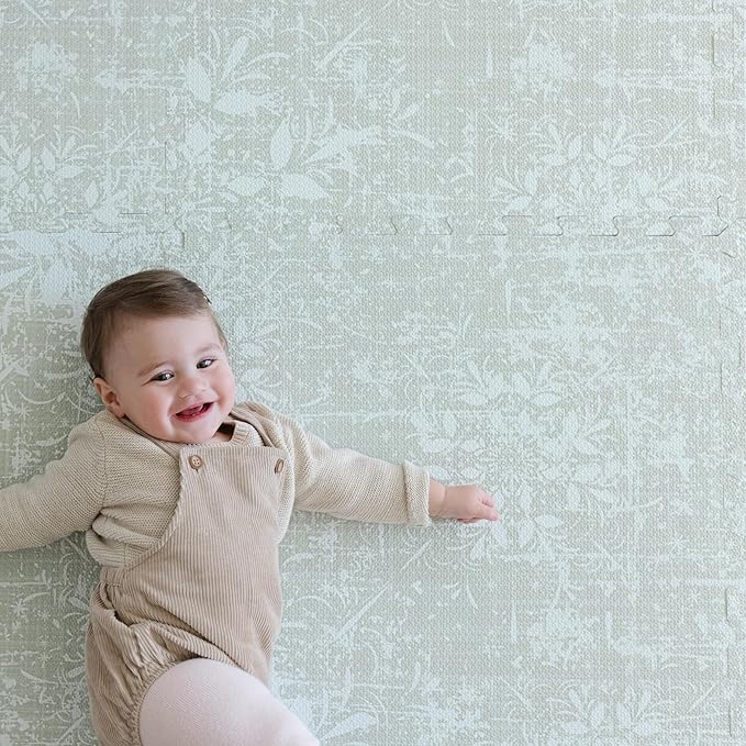 Little Landings Baby Play Mat for Floor - Eden (6x8ft) - Premium EVA Foam Play Mat for Babies & Toddlers (Ages 0-5+) - Non-Toxic Playmat for Tummy Time, Crawling & Playroom - Stylish & Comfortable