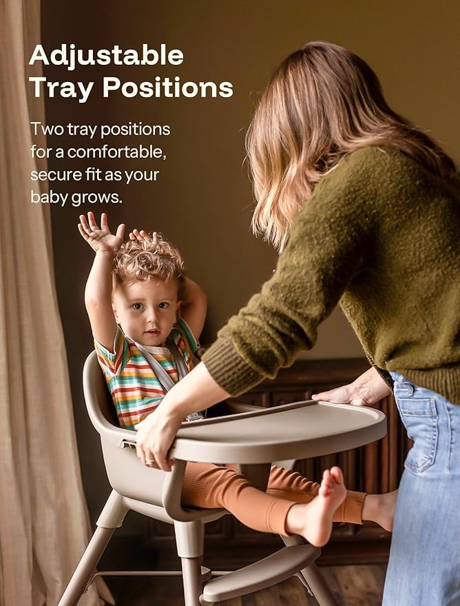 HARPPA 2 in 1 Baby High Chair for Babies and Toddlers, Convertible High Chairs with Removable Double Tray, Waterproof PU Seat Cushion, Anti-Slip Footrest and 5-Point Harness for 6??6 Months, Beige