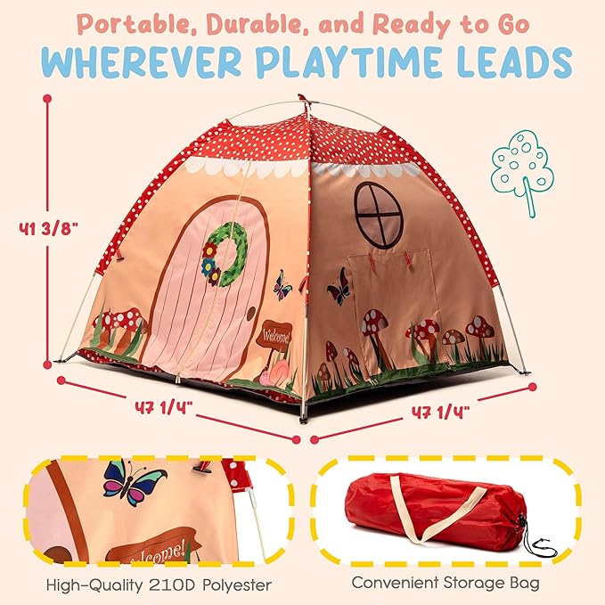 Blackout Sensory Tent for Kids with Autism - 51"x 51"x 40" Calming Corner, Easy to Assemble & Durable with Clear Phone Pocket and Mesh Storage ??Ideal for SPD, ADHD & Autistic Children Mushroom Tent