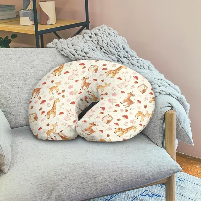 Cute Animals Baby Nursing Pillow Cover for Moms Soft Comfortable Newborn Nursing Pillow Covers for Baby Girl Boy Removable Breast Feeding Pillow Cover