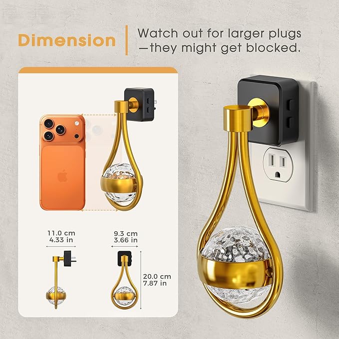 Briignite RGB Night Lights Plug into Wall, Color Changing Nightlight with Dusk to Dawn Sensor, 330° Rotating Night Light with Waterdrop Design, Ideal for Bedroom, Hallway, Living Room, Home Decor