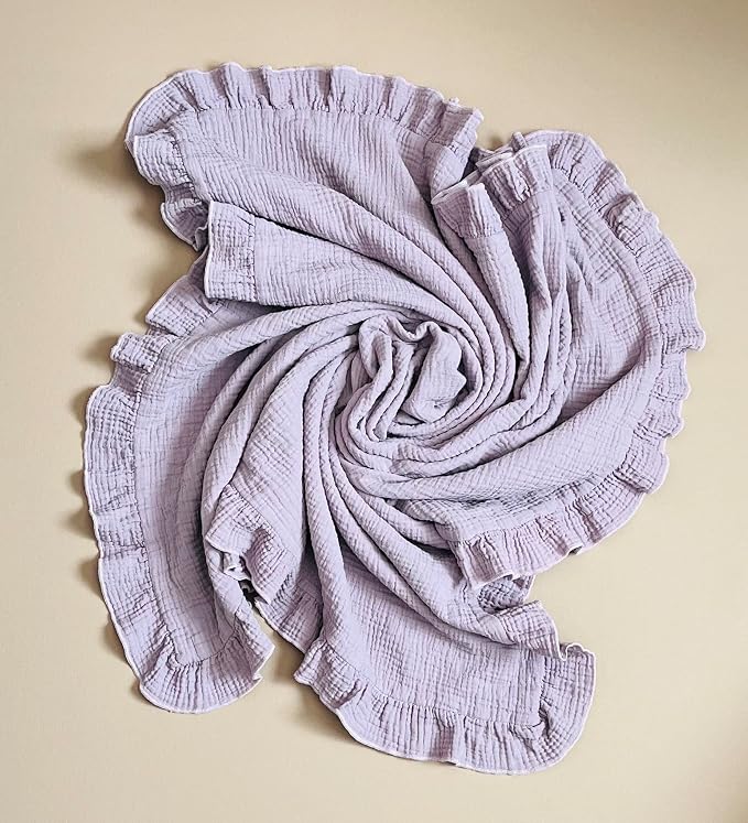 Leyl&Ari Toddler Blanket and Lovey Set | 100% Organic Cotton | Ruffled Lilac