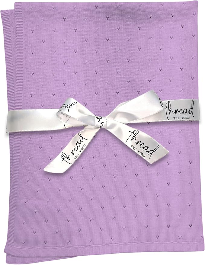 The Heirloom Blanket - 100% Organic Cotton Baby Blanket, American Made, 30x40in - Bassinet, Crib, Stroller - Gift Registry Baby Shower for Newborns and Kids (Lavender)