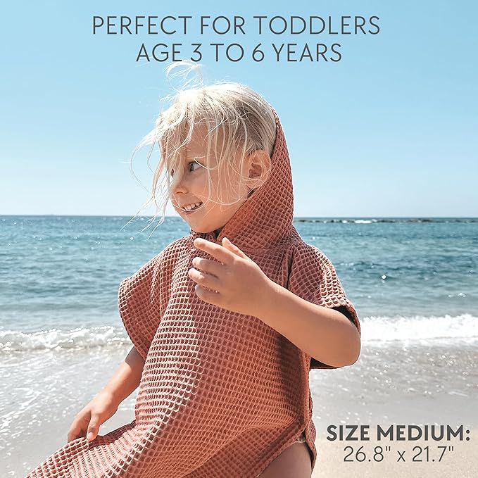 ZICOTO Soft Hooded Beach Towel for Kids - Cute Towel for Babies and Toddler Made of Waffle Cotton - Perfect Lightweight and Absorbent for Bath, Beach, Pool