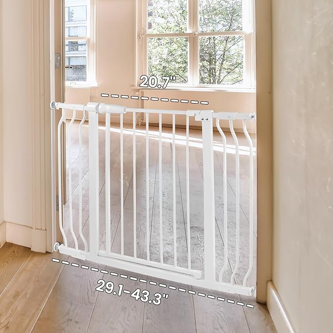 BalanceFrom 29.1-43.3" Easy Walk-Thru Baby and Pet Safety Gate with Hold-Open and Auto-Close ??Adjustable Steel Barrier for Stairs, Doorways, and Hallways, No Drilling Installation