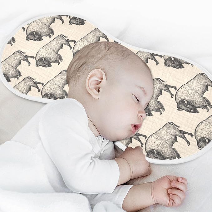 Muslin Burp Cloths for Baby Boys and Girls - 1-Pack Ultra Absorbent North America Bison Muslin Washcloths, Newborn Towel, Milk Spit Up Rags, Burp Cloth Bib for Unisex, 22 x 11 Inch
