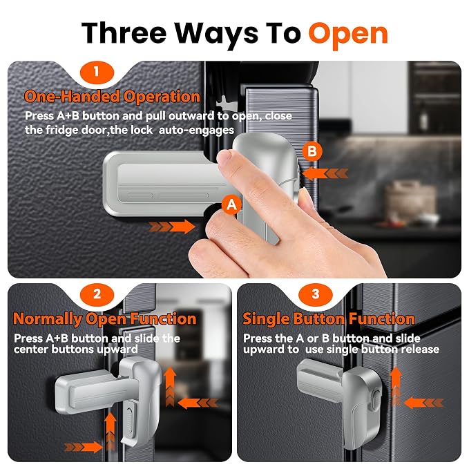 2 Pack Fridge Locks, Refrigerator Door Lock for Kids Baby Safety, Durable ABS Child Proof Freezer Latch to Keep Door Closed, Easy Install Child Lock for Fridge, No Tools Need or Drill