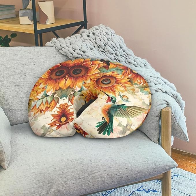 Sunflower Hummingbird Nursing Pillow Cover for Infant Snug, Breastfeeding Pillow Slipcover for Baby Girls/Boys, Soft Snug Fits On Newborn Feeding Pillow Case