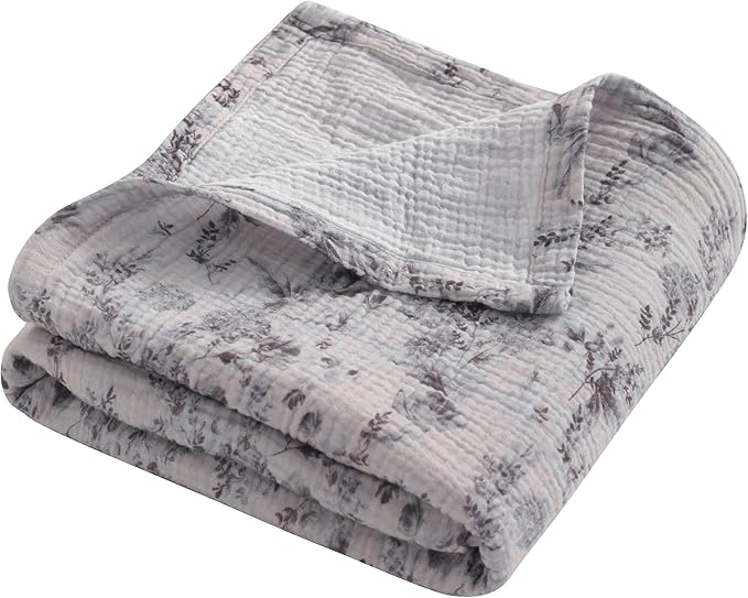 NTBAY Muslin Baby Swaddle Blanket, 2-Layer, 42x60 Lightweight Receiving Blanket for Newborns and Infants, Crib Stroller Nursery Use, Vintage Bloom