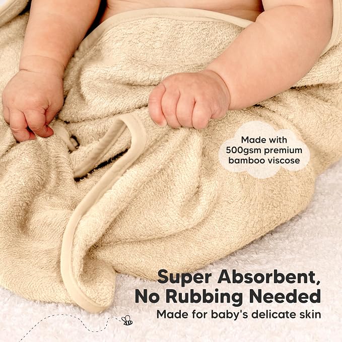 KeaBabies 2-Pack Hooded Baby Towels for Newborn and Baby Hair Brush and Comb Set - 100% Soft and Absorbent for Newborns, Infant, Wooden Kids Brush with Soft Goat Bristle