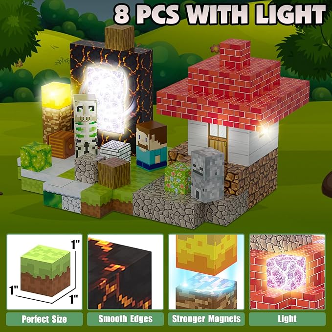 AIDYVOI 200PCS Magnetic Blocks Set, 1 Inch Light Up Magnet Cubes, 3D Magnetic Building Blocks for Kids Ages 3+, STEM Sensory Christmas Birthday Present Construction Toys