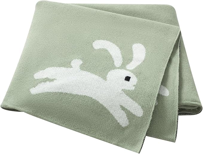 Hadetoto Baby Blankets for Boys and Girls, Newborn Knitted Cotton Swaddle Blankets Neutral Crochet Receiving Blanket, Baby Essentials, Registry & Gift, 40 x 30 inches